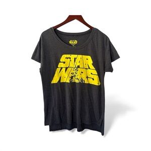 Star Wars Graphic T-Shirt Womens XL Short Sleeve Gray Skywalker Comic Con Top